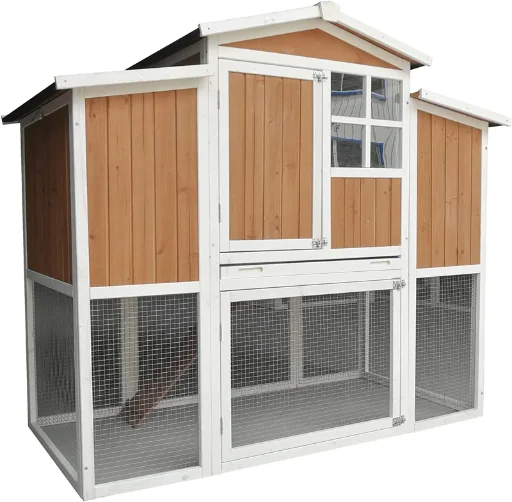 12.7 Sq. Ft. Wood Chicken Coop with Run & Roosting Bar for 3 Chickens
