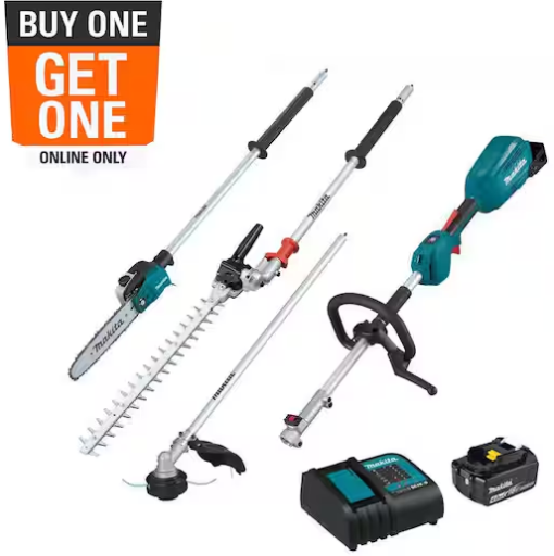 Makita 18V LXT Brushless Couple Shaft Power Head Kit w/String Trimmer, Pole Saw & Articulating Hedge Trimmer Attachments 4.0Ah