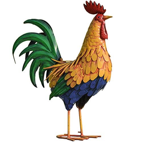 Teresa’s Collections Large Metal Rooster Garden Statues Decor, 21" Deal