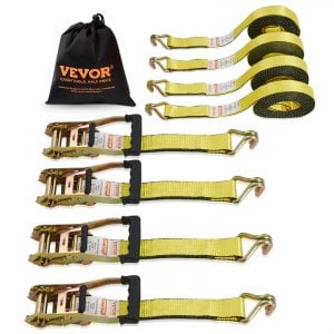 VEVOR Ratchet Tie Down Straps 4-Pack 10000 lb Break Strength 2" x 27' with Double J Hooks