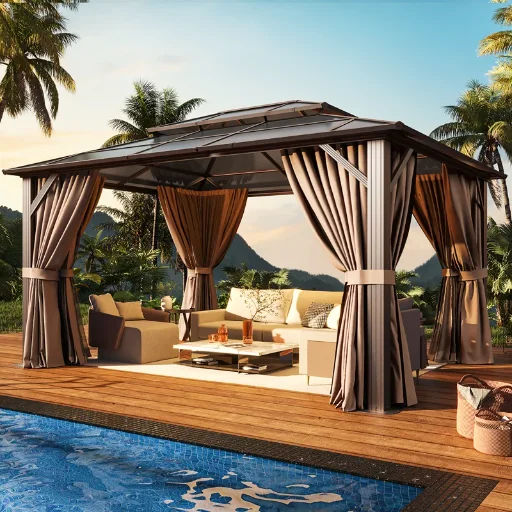 JolyDale 12 Ft. W x 10 Ft. D Outdoor Patio Gazebo with Hardtop Double Roof Deal