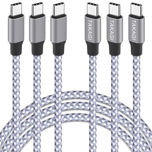 3-Pack 3' Takagi 60W USB-C to USB-C Charging Cable