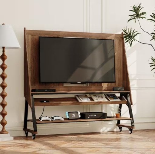 Espresso Wood Grain TV Stand for TVs up to 65 inches