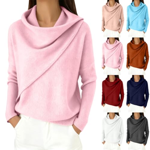 Womens Cowl Neck Wrap Knit Pullover Tops Deal