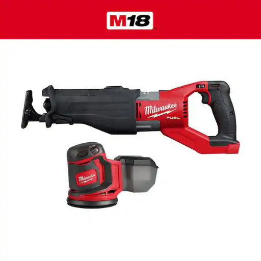 Milwaukee M18 Fuel 18-Volt Li-Ion Brushless Cordless Super Sawzall Orbital Reciprocating Saw with M18 5 inch Random Orbit Sander Deal
