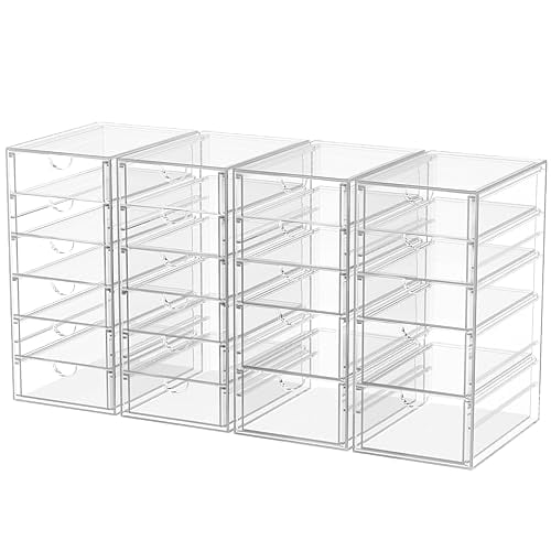 4-Pack 22-Drawer Clear Acrylic Stackable Desk & Makeup Organizer