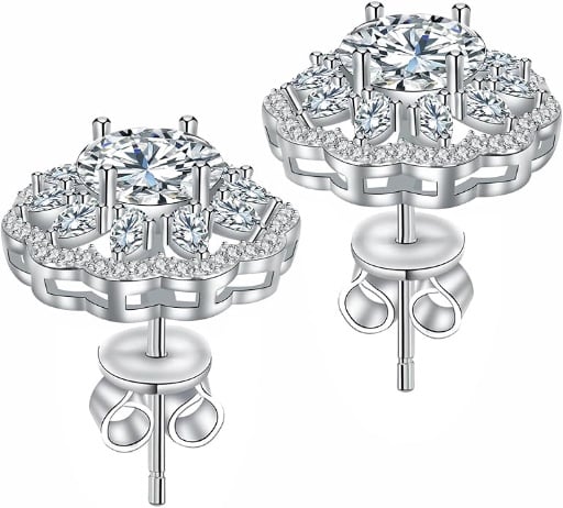 Moissanite Sunflower Sterling Silver Stud Earrings Deal