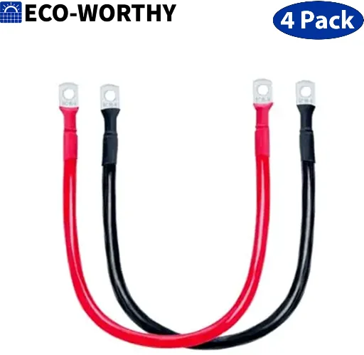 ECO-WORTHY M6 5AWG Battery Cable with 15/64'' Lug Terminals 14-inch 4-Pack