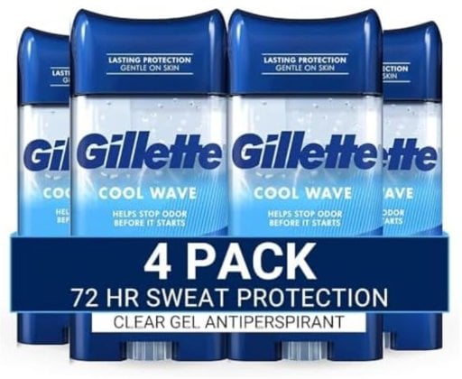 4-Pack Gillette Deodorant for Men, Clear Gel
