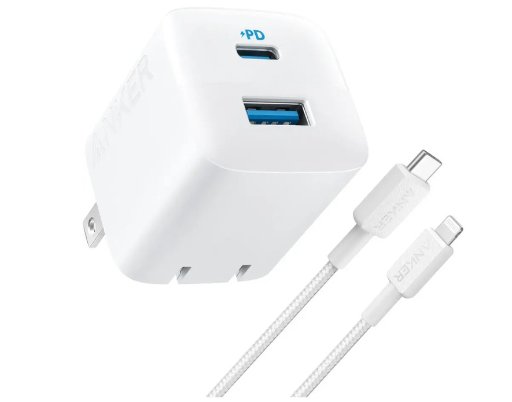 Anker Wall Charger (32W, 2-Port) with 6 ft USB-C to Lightning Cable
