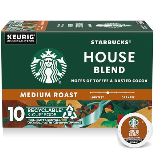 Starbucks K-Cup Coffee Pods, House Blend, Medium Roast, 10 Count