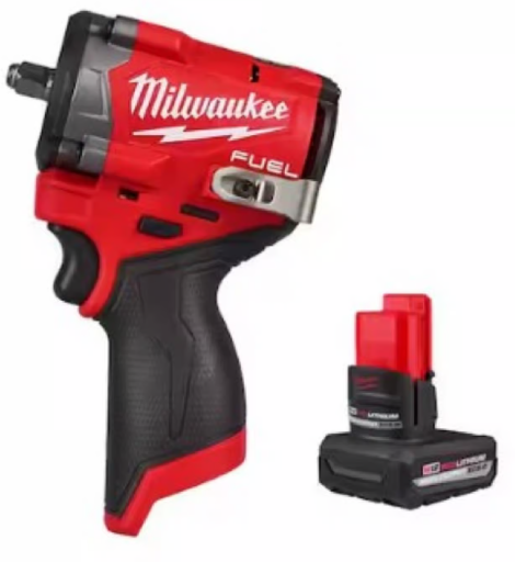 Milwaukee M12 FUEL Stubby 3/8 Impact Wrench w 5Ah Battery Pack Deal