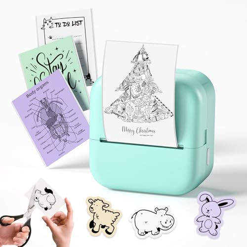 Sticker Printer, Print Pods Mini Printer, Thermal Inkless Sticker Maker Machine with 1 Roll Paper