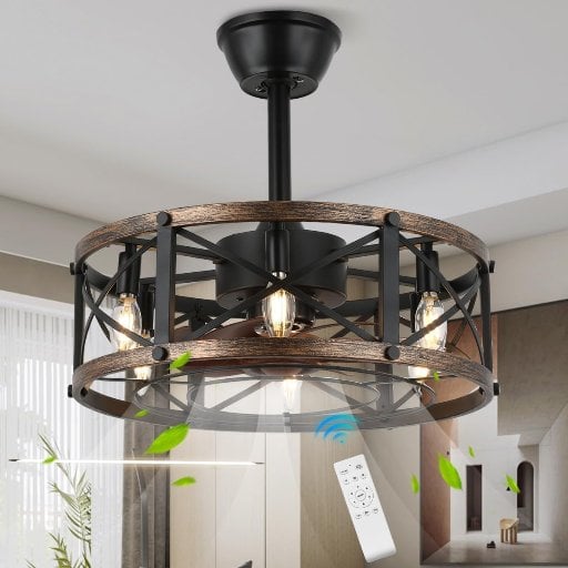 19" Shluce Caged Farmhouse Fandelier Ceiling Fan w/ Lights & Remote Deal