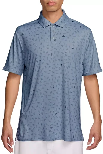 Nike Men's Par Dri-FIT Shoe Print Golf Polo Work Blue Deal