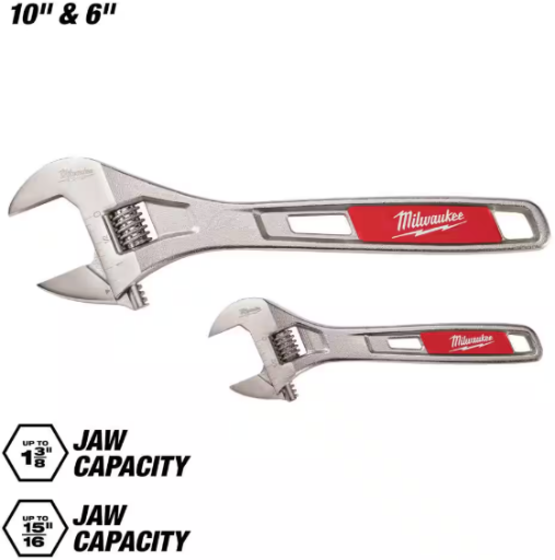 Milwaukee 6 in. and 10 in. 2-Piece Adjustable Wrench Set
