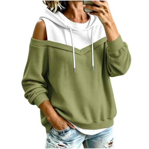 Women's Colorblock Off Shoulder Hoodies