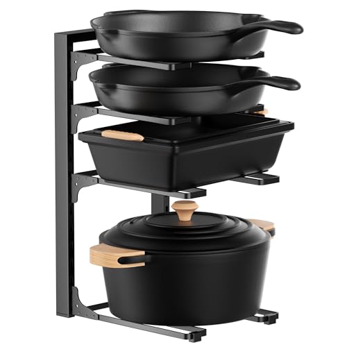 MUDEELA Pot and Pan Organizer Under Cabinet 15.75", 4-Tier Pot Rack, 1 Pack