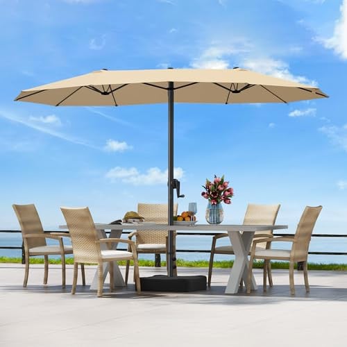 OLILAWN Patio Table Umbrella 15ft Double-Sided Rectangle Deal