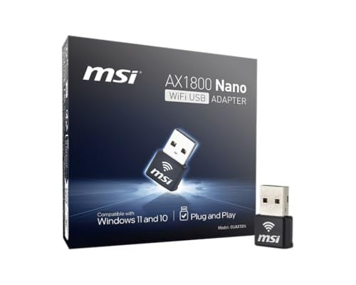 MSI AX1800 Nano WiFi USB Adapter - WiFi 6, 1800 Mbps