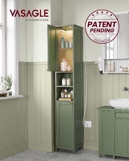 VASAGLE Tall Storage Cabinet with Lights, 11.8 Inches Wide Deal