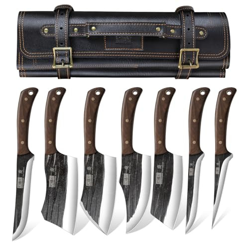 Hoshanho 6-Piece Butcher Knife Set w/ Roll Bag