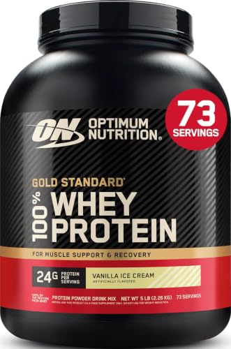Optimum Nutrition Gold Standard Whey Protein Powder, Vanilla Ice Cream, 5LB Deal