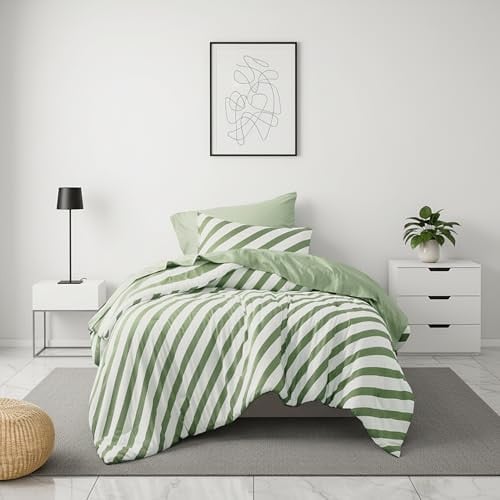 Reversible Striped Comforter Set-Bed in A Bag Deal