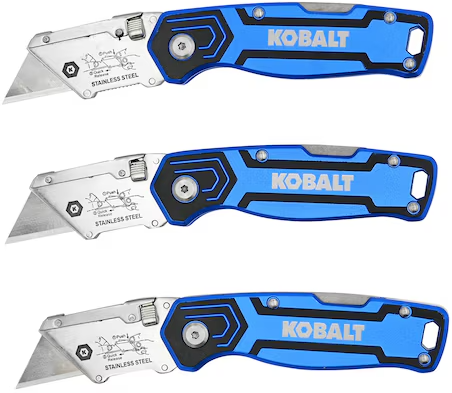 Kobalt Blue Lockback 3/4-in Folding Utility Knife, 3-Pack