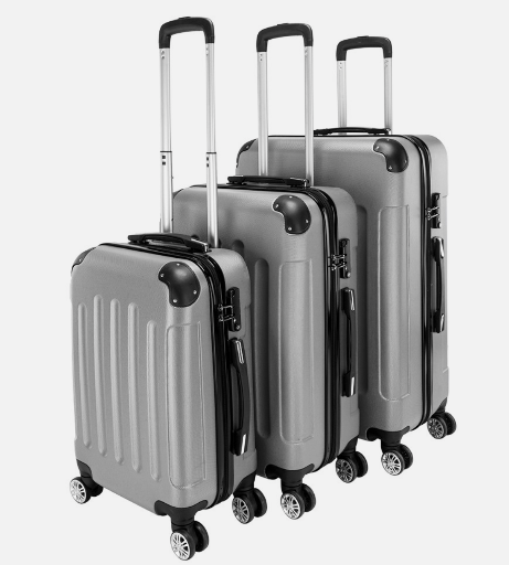3 Piece Lightweight ABS Suitcase with 4 Spinner Wheels & TSA Locks