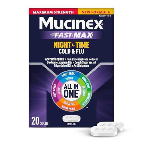 Mucinex Night Time Cold & Flu Maximum Strength Caplets 20-Count