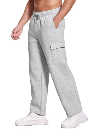 Deyeek Men’s Fleece Cargo Sweatpants