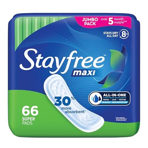 Stayfree Maxi Super Wingless Menstrual Pads 66-Count Deal