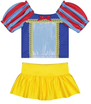 Snow White Toddler Girl Puff-Sleeve Tankini and Skirt Swimsuit, Sizes 12 Months-5T