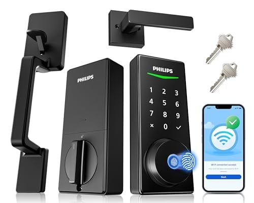 Philips WiFi Smart Lock with Front Door Handle Set, Built-in WiFi, Fingerprint Keyless Entry, Matte Black Deal