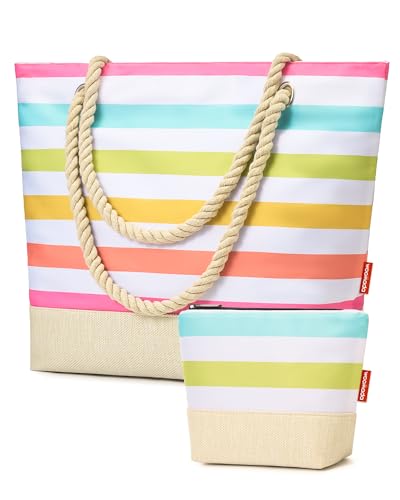 2-piece Woven Base Beach Tote Bag Set Deal