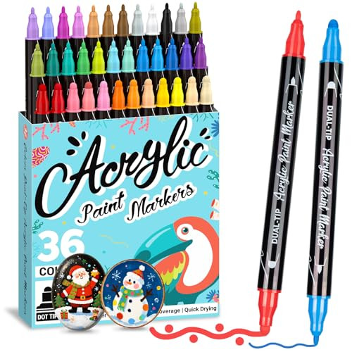 Dual Tip Acrylic Paint Pens 36 Colors Markers Set