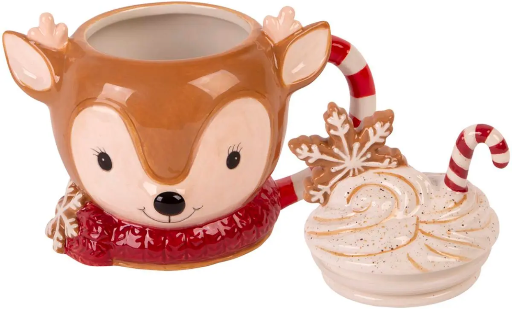 Home Essentials Reindeer Mug with Topper