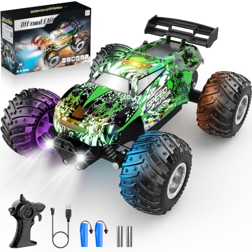 1:18 All-Terrain RC Car w/ LED Lights & 2 Rechargeable Batteries (Green)