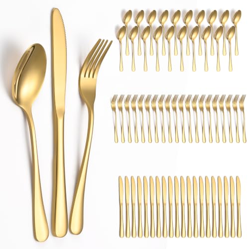 60 Piece Gold Silverware Set