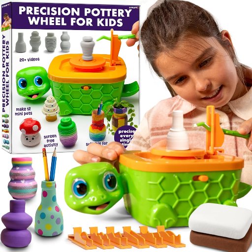 Precision Mini Pottery Wheel & Complete DIY Pottery Studio Kit for Kids (12 Mini Projects)