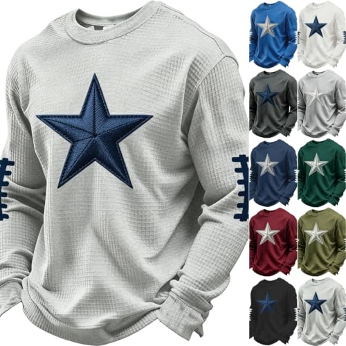 Football Waffle Knit Crewneck Shirts