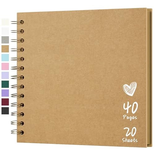 Hiwhy 7"x7" Blank Scrapbook Album 20 Sheets Hardcover Kraft Paper
