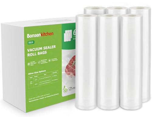 Bonsenkitchen Vacuum Sealer Roll Bags 6-Pack 8"x16'