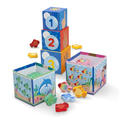 Melissa & Doug Ms. Rachel Sort and Count Nesting and Stacking Blocks with Wooden Fish