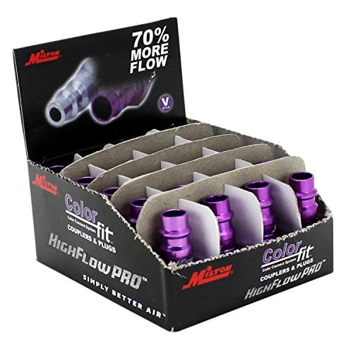 Milton 760VC-20 ColorFit HighFlowPRO Plugs V-style Purple 1/4" NPT Male (Box of 20)