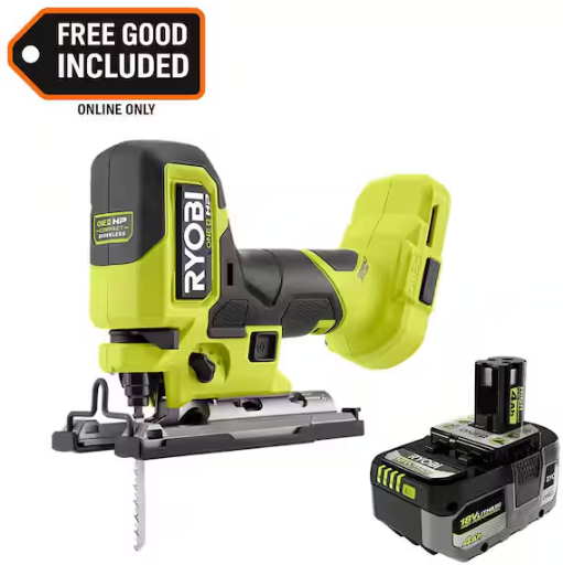 RYOBI ONE+ HP 18V Brushless Cordless Compact Barrel Grip Jigsaw with ONE+ 18V 4.0 Ah HIGH PERFORMANCE Battery Deal