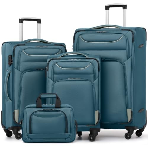 Coolife Softshell Luggage 4-Piece Set with Tote