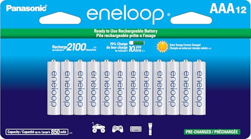 12-Pack Panasonic Eneloop AAA 850mAh Ni-MH Pre-Charged Rechargeable Batteries