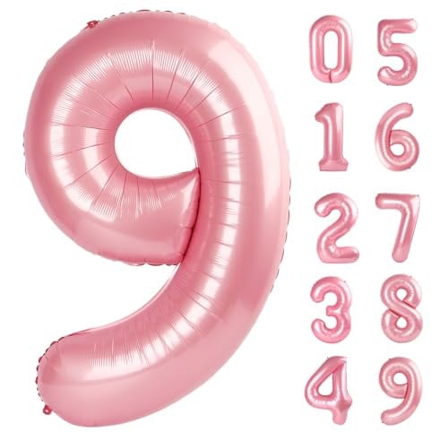 Light Pink Number 9 Balloon 40 Inch